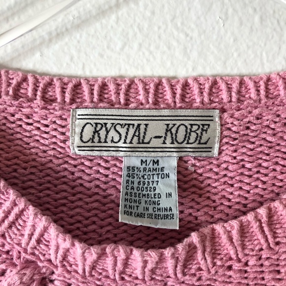 Vintage Pink Intricate Knit Floral Detail Sweater - Picture 3 of 5